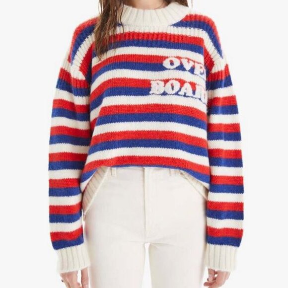 *NEW MOTHER Red White Blue Over Board Knit Sweater Size Large (FLAW) - Picture 1 of 8